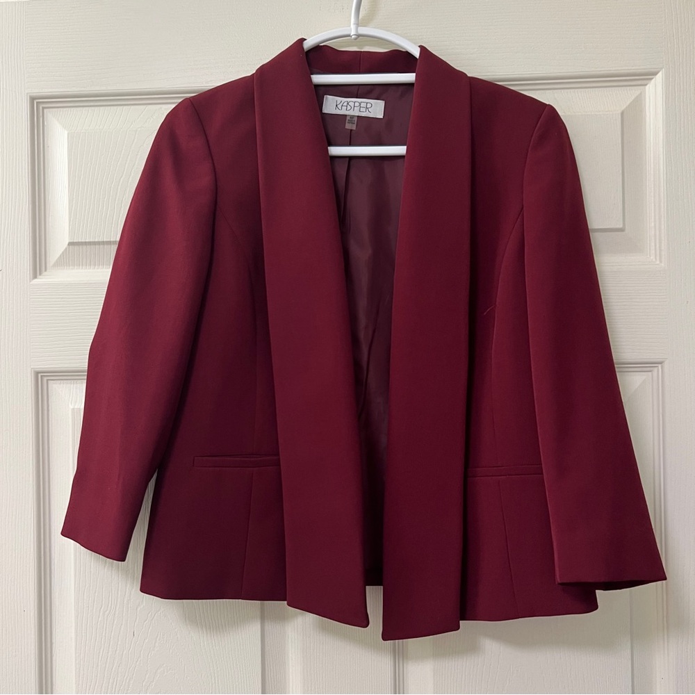 Kasper Collarless Shawl Collar Jacket Casual Easy Unstructured